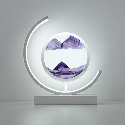 Rotating Sand Art LED Table Lamp | Mesmerizing 3D Liquid Motion Desk Light with Acrylic Frame | Modern Accent Lamp for Bedroom Living Room