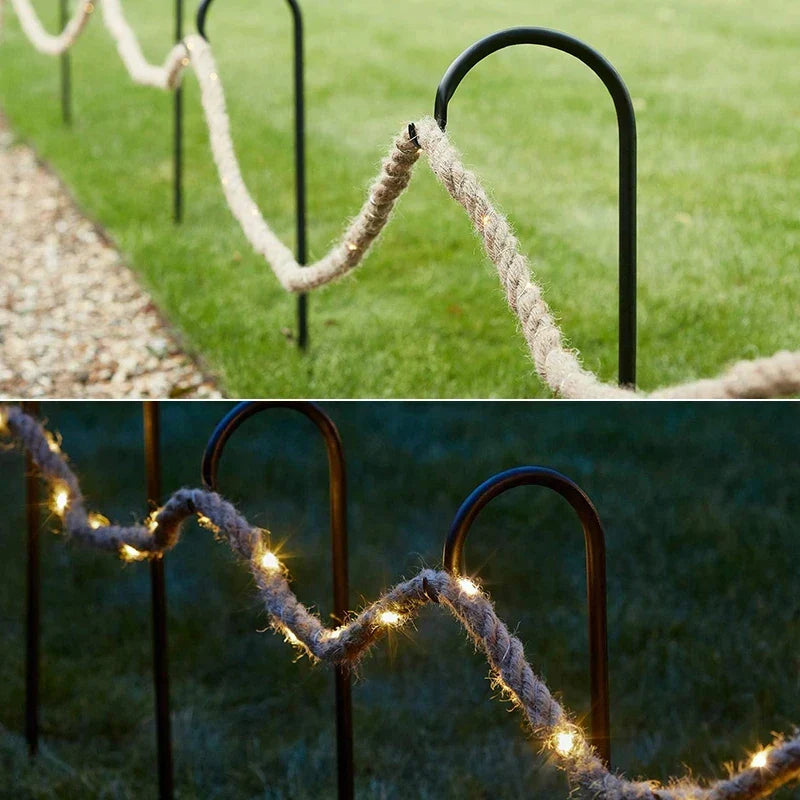 Rustic Hemp Rope LED String Lights Warm White Battery Powered Decorative Lighting for Living Room Bedroom Patio Garden Party Wedding