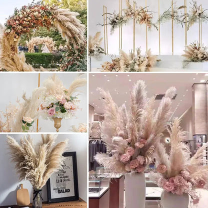 Faux Pampas Grass Stems Natural Beige 10-Pack Boho Decor for Living Room Bedroom Wedding Events Fluffy Reed Bundle Centerpiece