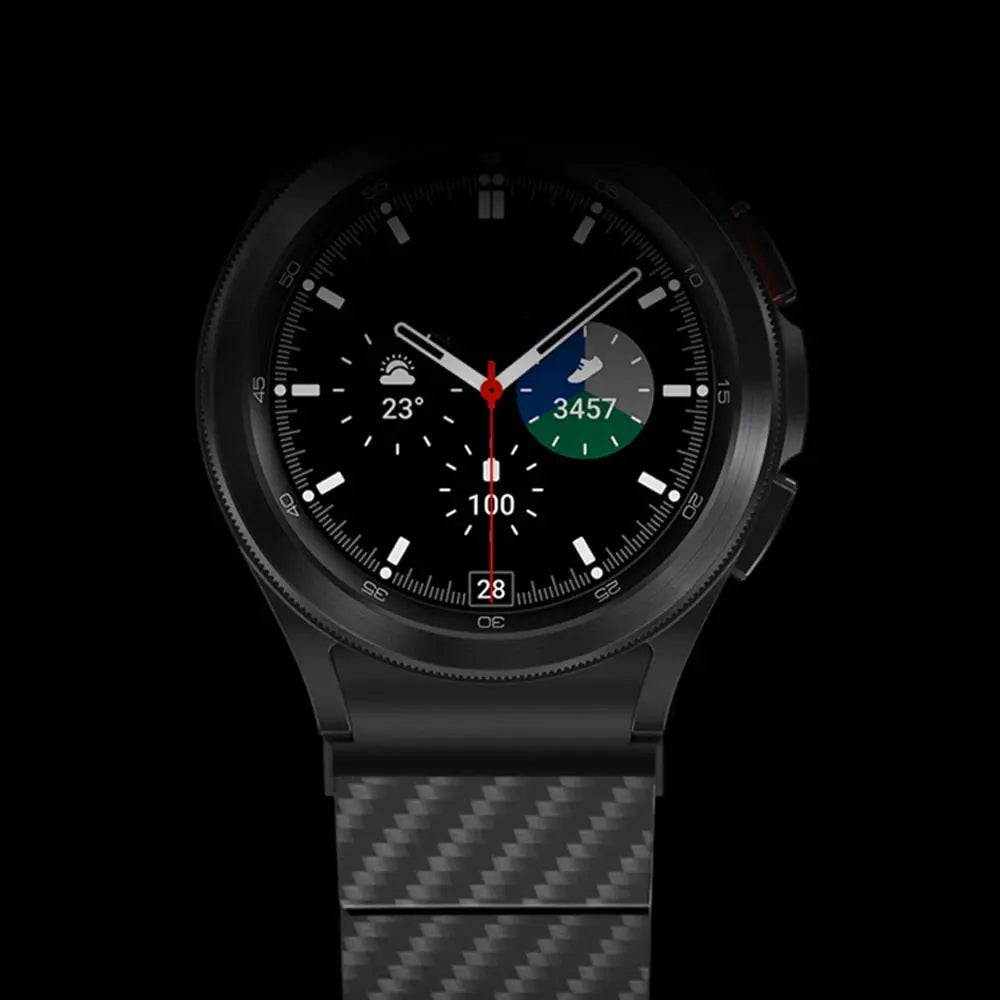 Carbon Fiber Watch Band for Samsung Galaxy Watch 4 / 5 / 6 – Precision Fit Strap in Black, Blue & Green