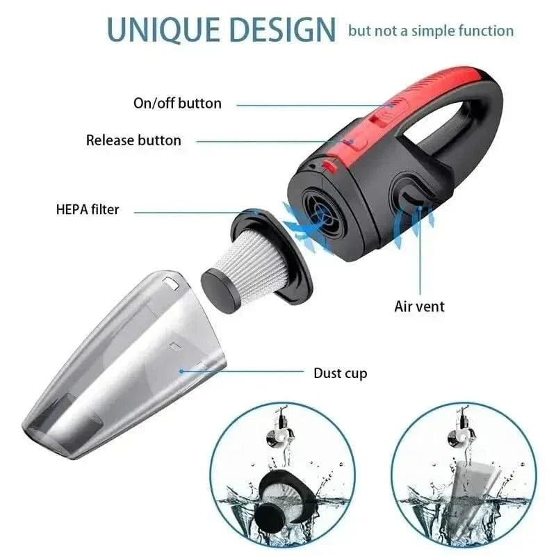 Cordless Handheld Vacuum Cleaner with Cyclonic Suction for Car & Home – Wet Dry Portable Dust Buster 120W Motor 30 Min Runtime