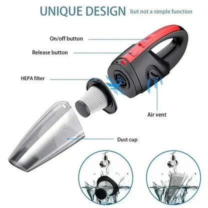Cordless Handheld Vacuum Cleaner with Cyclonic Suction for Car & Home – Wet Dry Portable Dust Buster 120W Motor 30 Min Runtime