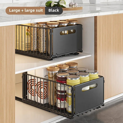 Organisateur de placard coulissant, étagère sur rails en acier, plateau de 38 cm de profondeur pour épices ou garde-manger, rangement de cuisine, noir