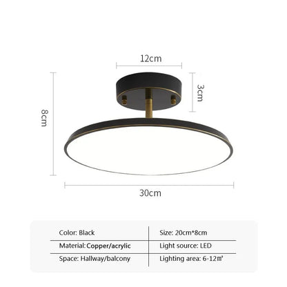 Adjustable LED Ceiling Light Fixture – Modern Copper & Aluminum Flush Mount Spotlight for Hallway, Bedroom, Living Room & Entryway