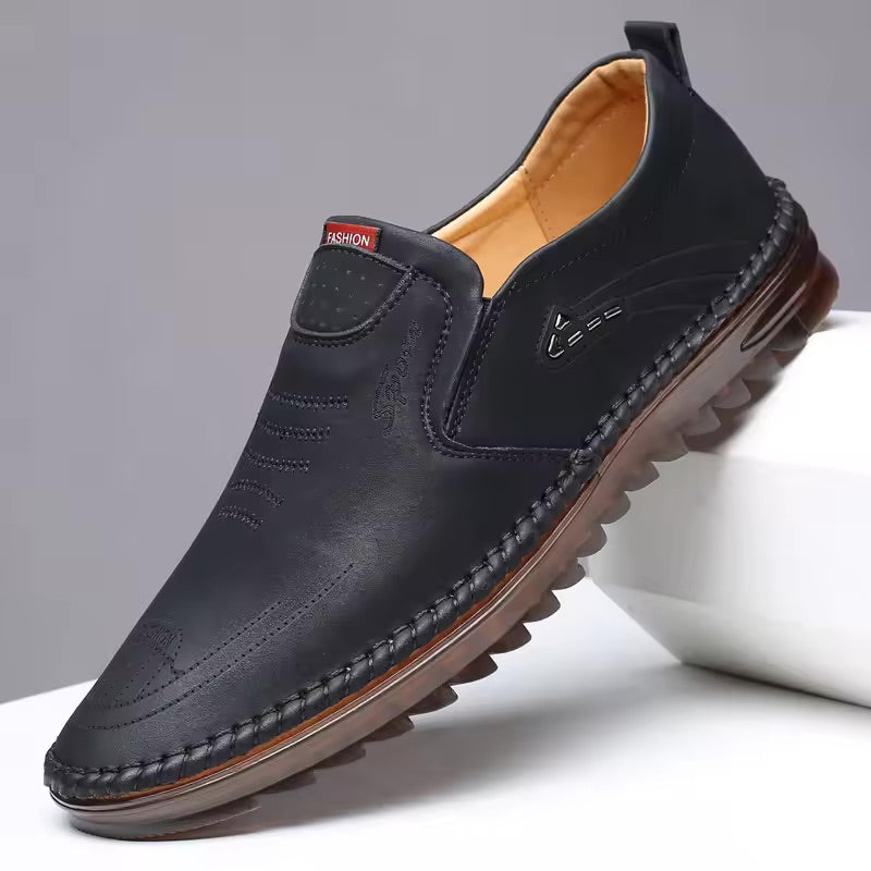 Men's Cushioned Slip-On Sneakers with Arch Support - Breathable Mesh Walking Shoes for Standing All Day - Ergonomic Footbed Loafers