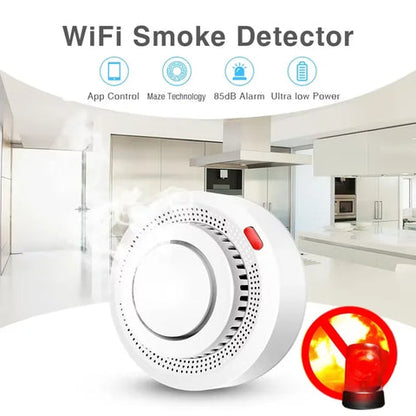 Battery Smoke Detector with Loud Alarm, Smart WiFi Smoke Alarm and Heat Detector, Fire Detector for Bedroom and Kitchen