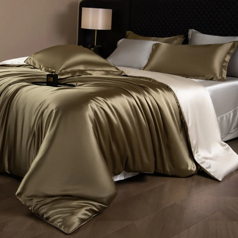 Luxury Silk Bed Sheets Set with Duvet Cover & Pillowcases | Soft, Breathable Bedding for Ultimate Comfort