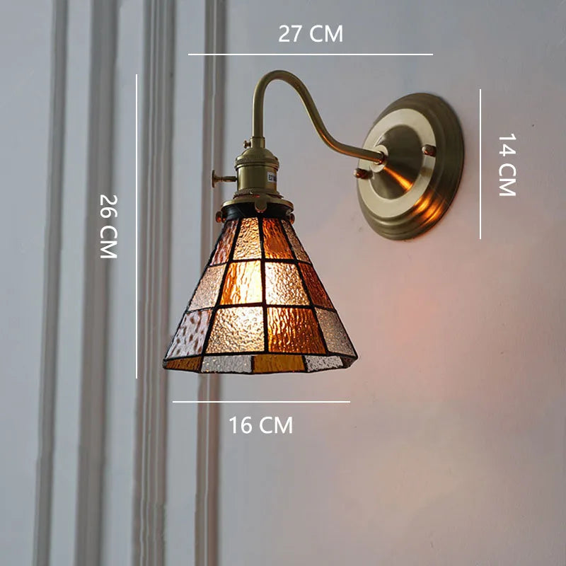 Vintage Sconce with Stained Glass Shade E27 Socket 10 in Wide Ambient Lighting for Bedrooms Hallways Retro Style Art Deco Inspired