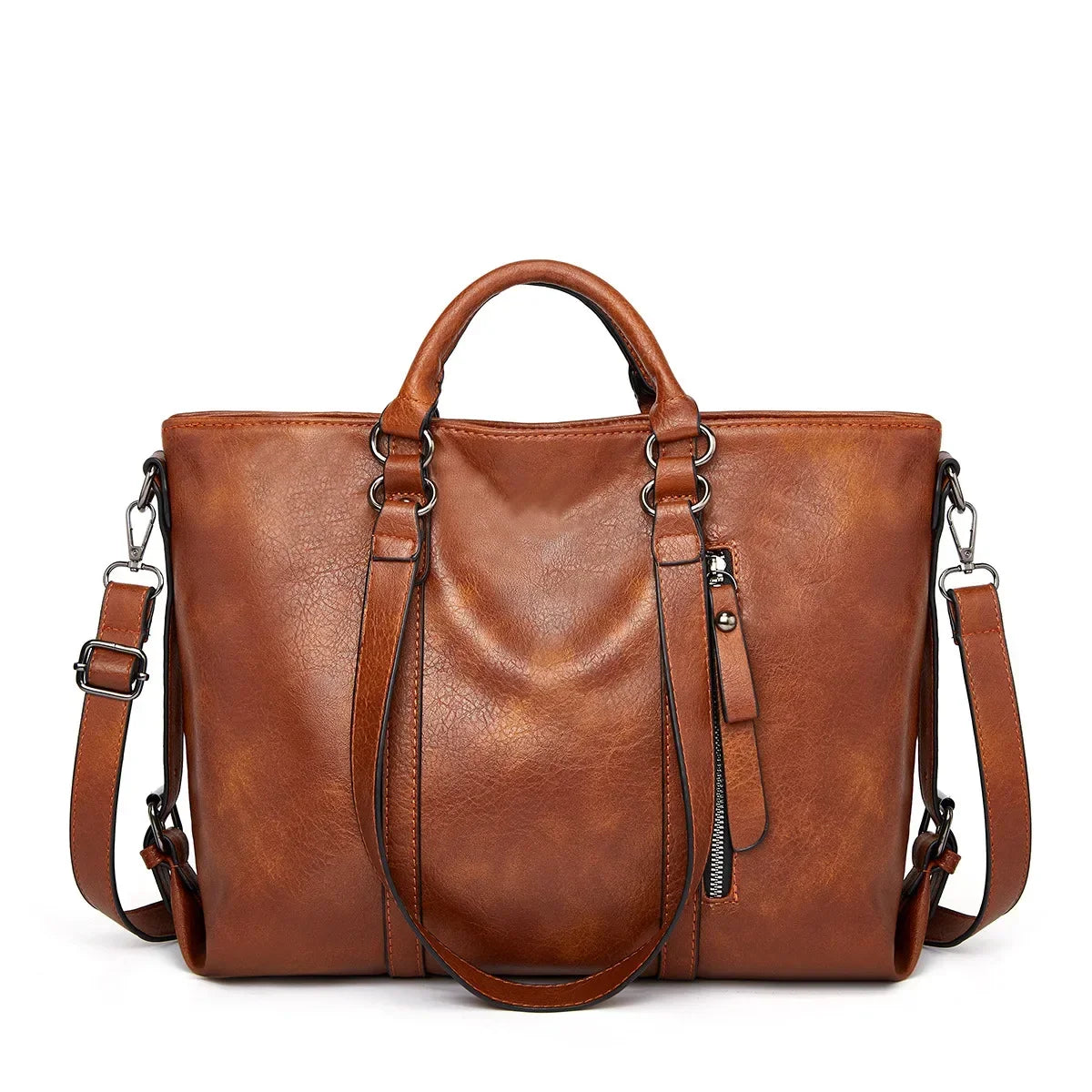 Spacious Leather Shoulder Bag for Women – Everyday Tote with Adjustable Strap & Interior Pockets for Work, Travel & Shopping