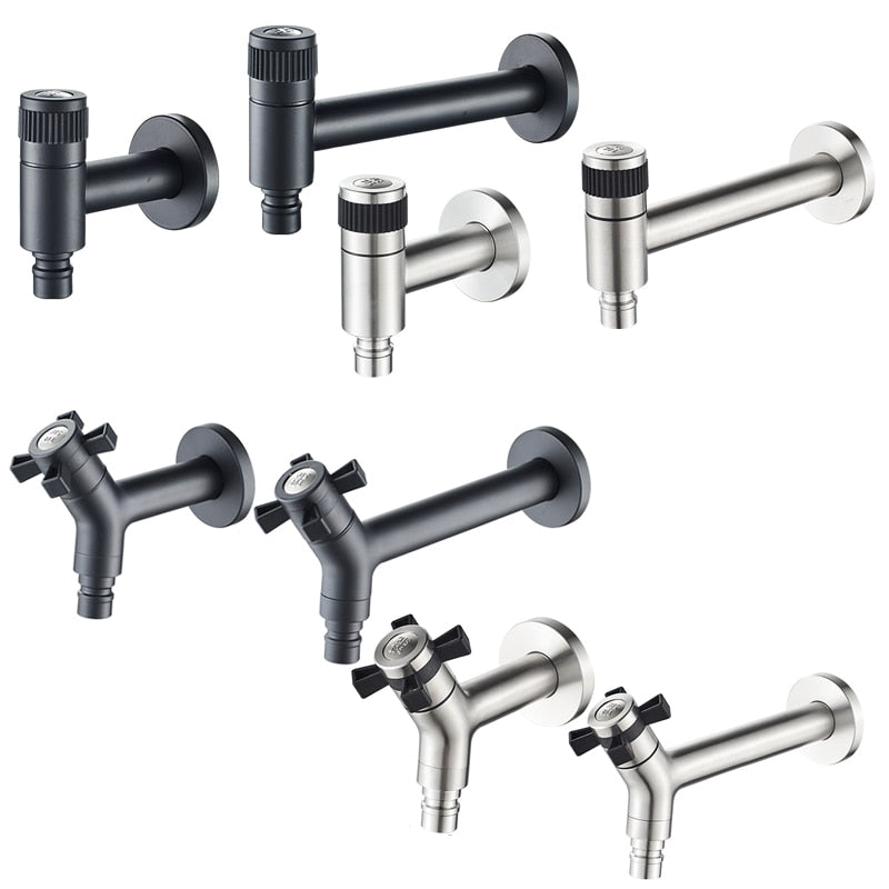 Wall-Mount Outdoor Garden Faucet | Cold Water Hose Spigot with Brass Valve & Stainless Steel Body for Yard, Patio & Balcony