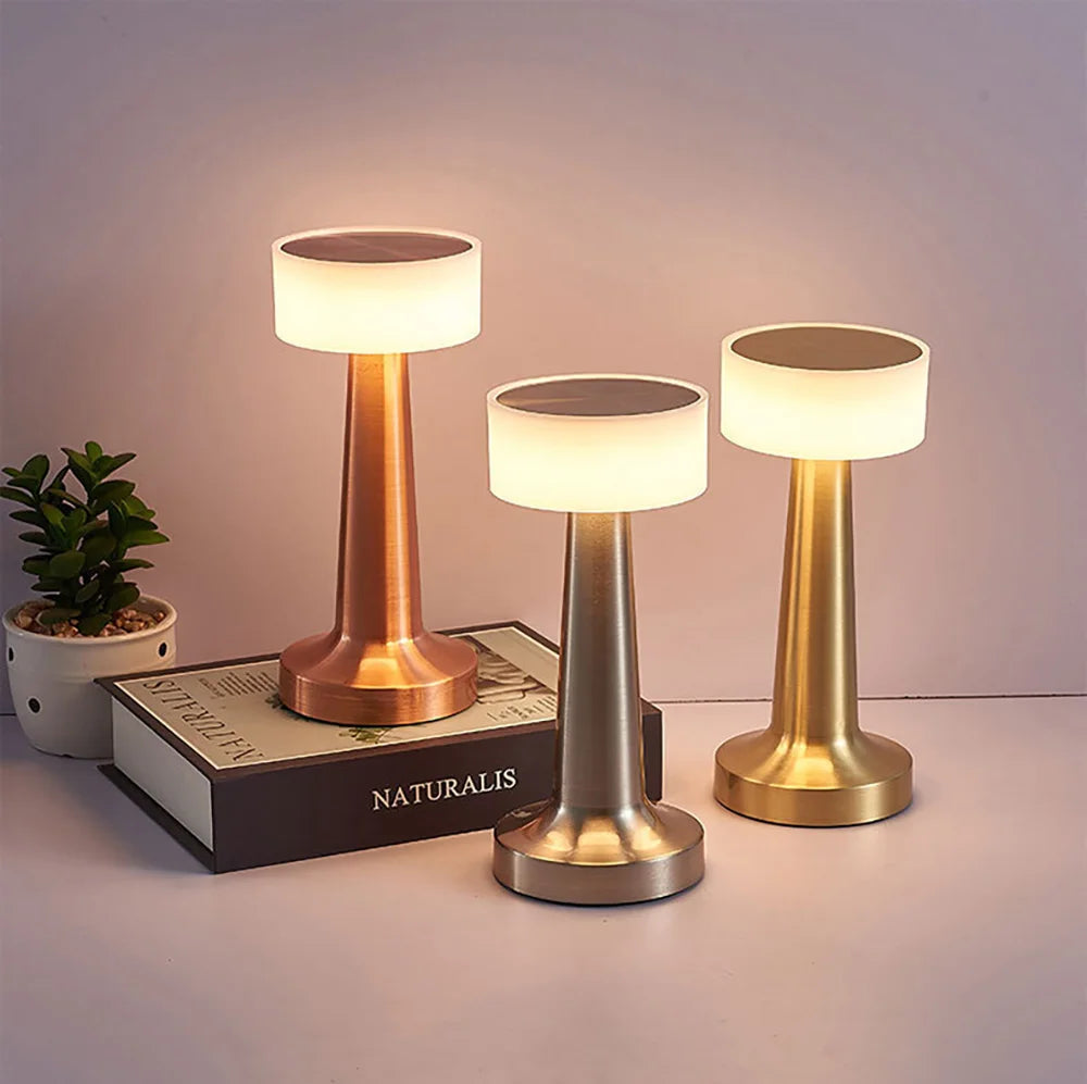 Rechargeable LED Desk Lamp with Touch Control & 3 Light Modes – Cordless Nightstand Light for Bedroom, Office & Living Room – Chrome Finish