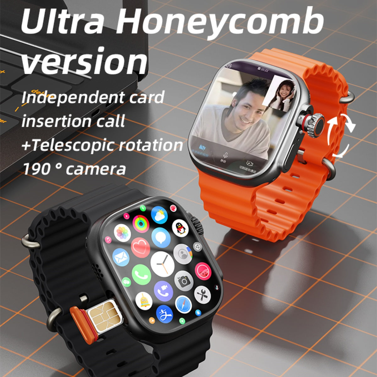 Android Smart Watch 4G with Rotating Camera, GPS Smartwatch with AMOLED Screen and SIM Card Slot, WiFi Watch Phone