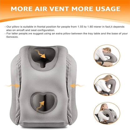 Coussins de voyage pour le cou, oreiller de soutien cervical gonflable avec repose-tête à 45 degrés, oreiller de voyage compact pour avion