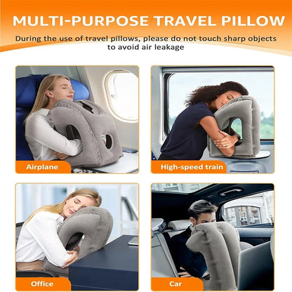 Coussins de voyage pour le cou, oreiller de soutien cervical gonflable avec repose-tête à 45 degrés, oreiller de voyage compact pour avion