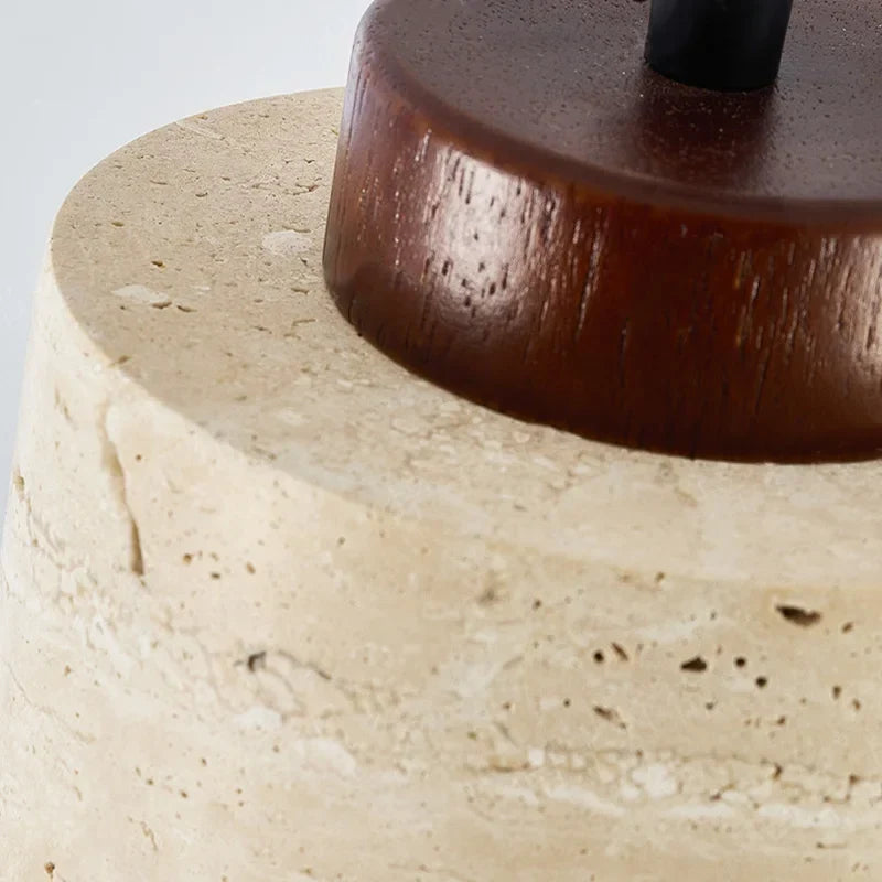 Textured Stone Shade Hanging Light with Natural Grain Finish for Kitchen Island Dining Room Modern Minimalist Ceiling Fixture