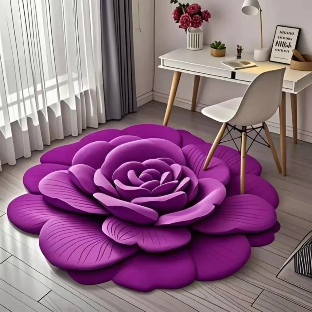 Rose Petal Bath Mat – Soft Microfiber Non-Slip Rug for Bathroom Decor, Machine Washable Floral Design for Shower, Bedroom, Entryway