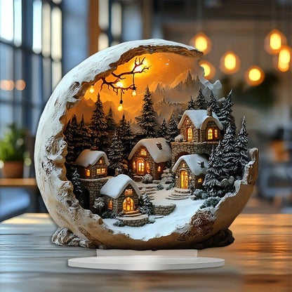 Acrylic Holiday Ornament Boho Tabletop Figure 9x8 Inch Decorative Centerpiece for Christmas Winter Mantle Shelf Bedroom Living Room Modern