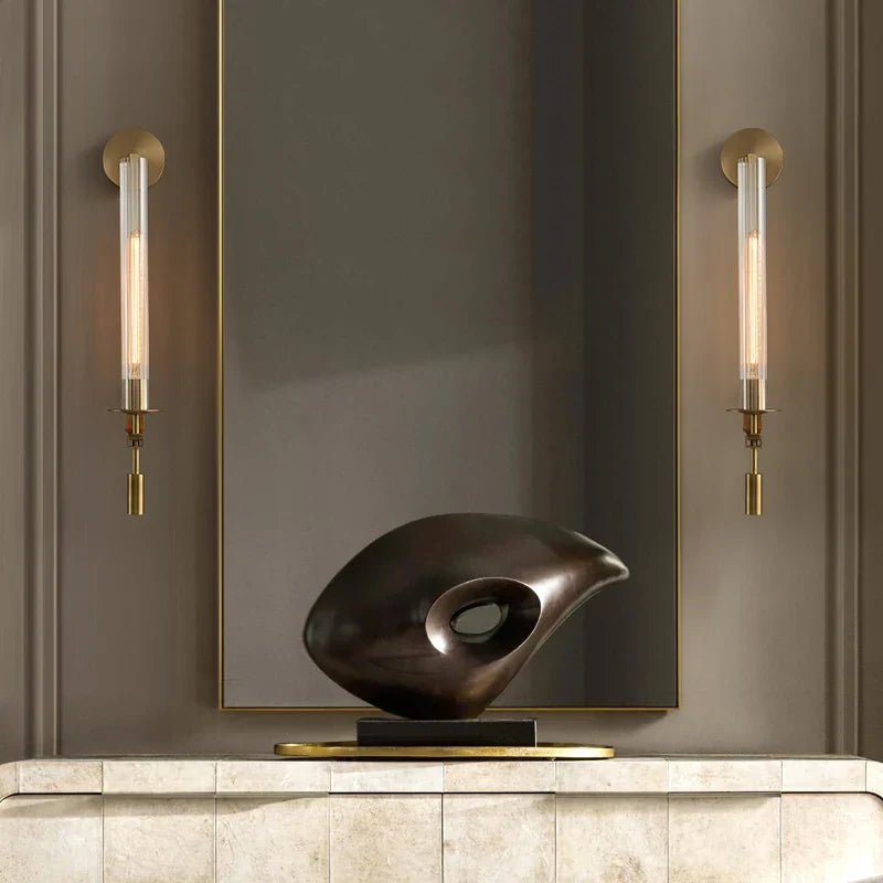 Contemporary Metal and Glass Wall Light Fixture for Bedroom Reading and Ambient Lighting