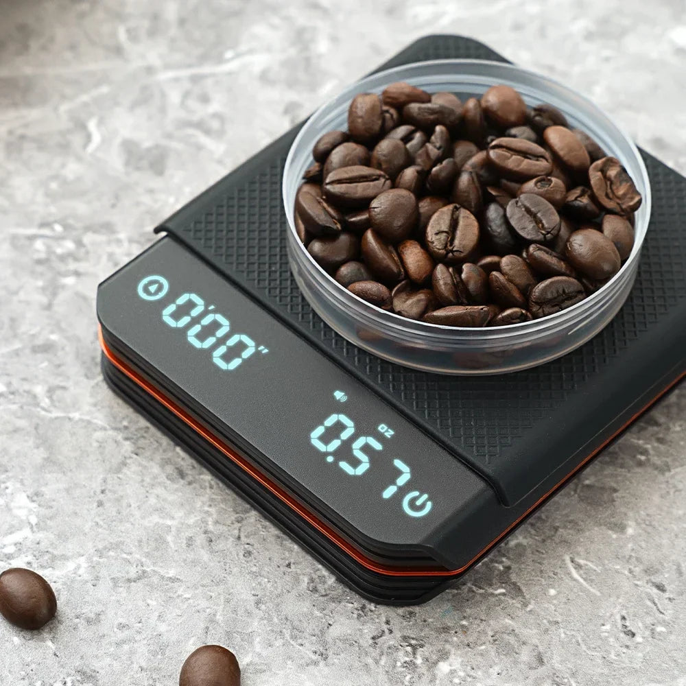 Digital Kitchen Scale with Built-In Timer for Espresso Coffee Brewing Precision Weighing 0.1g to 70.5oz Rechargeable USB-C Barista Tool Home
