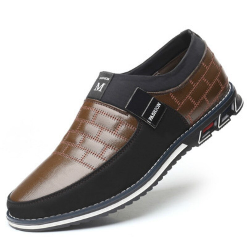 Mocassins à enfiler pour homme en cuir véritable – Chaussures habillées perforées pour le travail et le quotidien