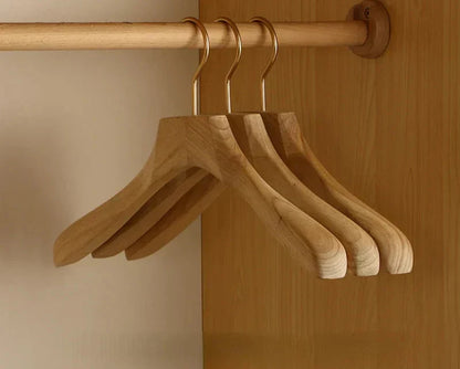 Premium Wooden Suit Hangers with 1.6-Inch Wide Shoulders & Anti-Slip Trouser Bar – Natural Cinnamon Wood Closet Organizers for Jackets, Coat