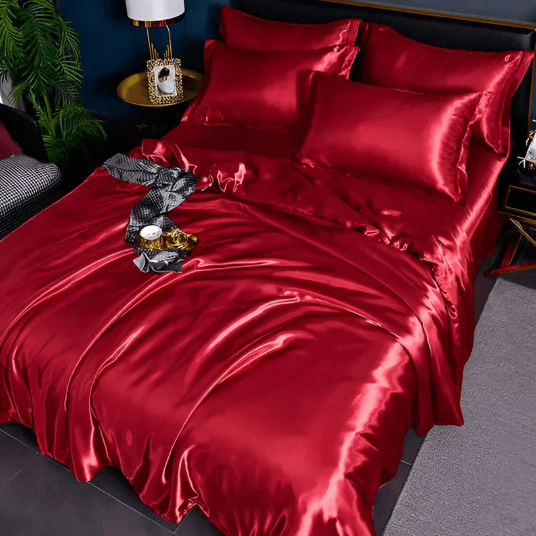 Queen Bedding Set Polyester Satin-Feel Cover for Year-Round Sleep Comfort Machine Washable Wrinkle-Free