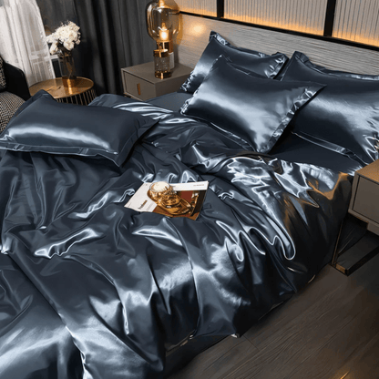 Queen Bedding Set Polyester Satin-Feel Cover for Year-Round Sleep Comfort Machine Washable Wrinkle-Free
