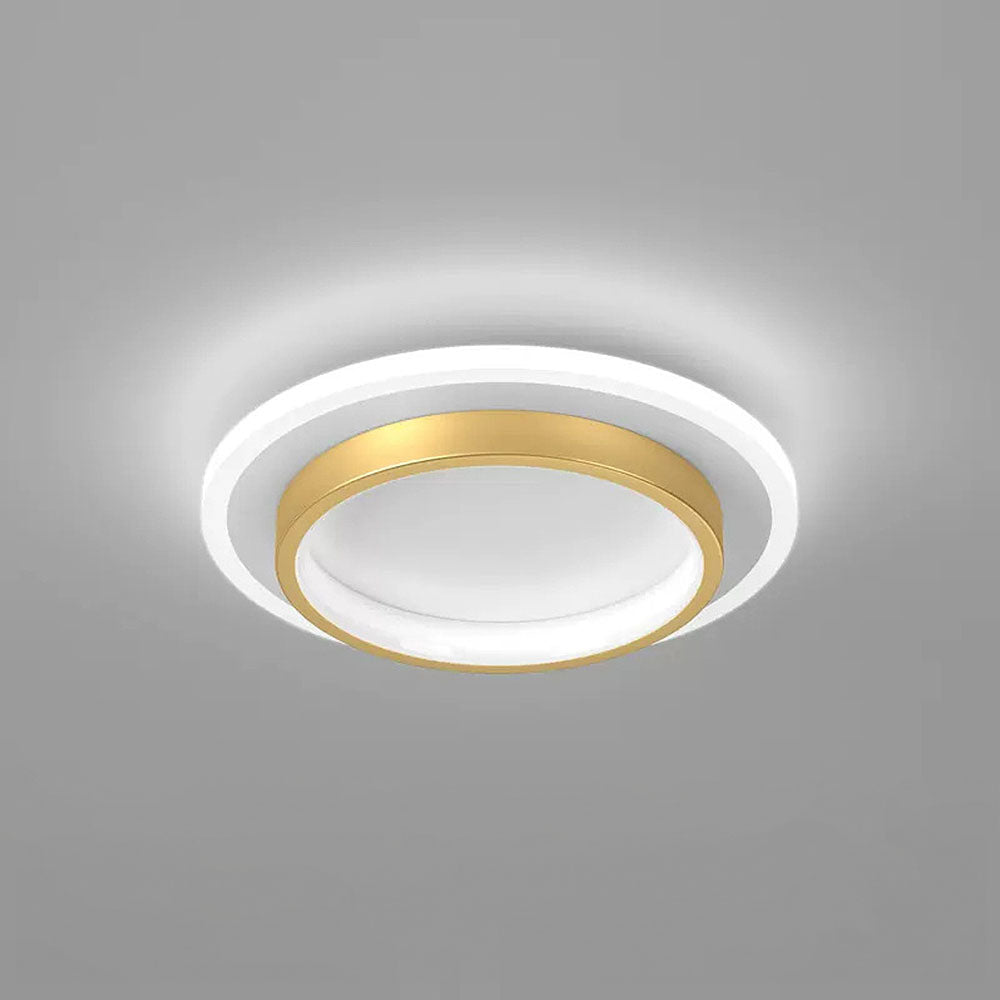 9.4 in Round LED Flush Mount Light with Ring Glow Effect for Hallways Bedrooms Entryways Modern Low-Profile Fixture Aluminum Acrylic