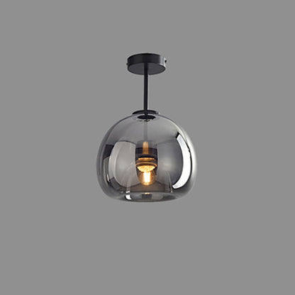 Ceiling Light Fixture Iron & Glass 10×11 inch Smoky Shade for Bedroom Hallway Living Room Modern Semi-Flush Design Hardwired E26 Base