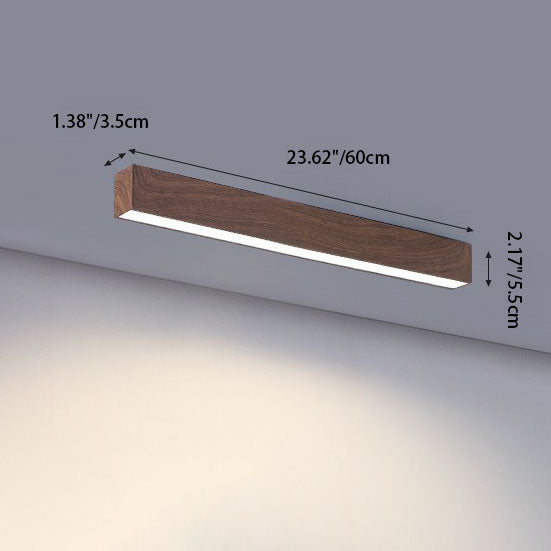 Plafonnier LED rectangulaire encastré 47 pouces en aluminium avec diffuseur en acrylique grain de bois pour salle à manger, chambre, bureau, naturel, chaud, minimaliste