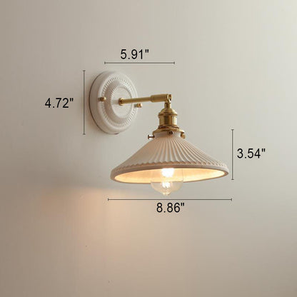 Ceramic & Brass Wall Sconce with Minimalist Contemporary Design for Bedroom, Living Room & Study | E26 Socket
