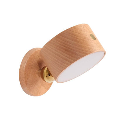 Rechargeable Magnetic Touch Control LED Accent Light for Hallway Bedroom Wall Sconce in Natural Wood Finish 3 in Wide 400 Lumens Ambient