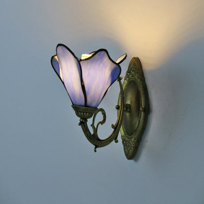 Glass Shade Wall Sconce in Blue Red Pink Bronze Clear 10×8 Inches for Bedroom Bedside Living Room Study Hardwired E26 Socket Metal Resin