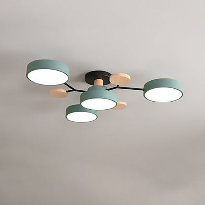 Modern Molecular LED Ceiling Light – Scandinavian Wood & Metal Flush Mount for Living Room, Bedroom & Kitchen
