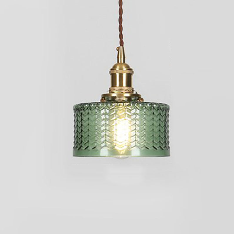 Glass Globe Hanging Ceiling Fixture Copper Accent Single Bulb Socket Asian Inspired Decor for Bedroom Entryway Dining Room Kitchen Island