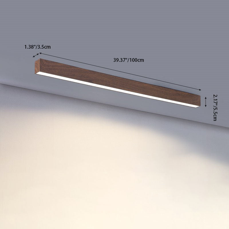 Plafonnier LED rectangulaire encastré 47 pouces en aluminium avec diffuseur en acrylique grain de bois pour salle à manger, chambre, bureau, naturel, chaud, minimaliste
