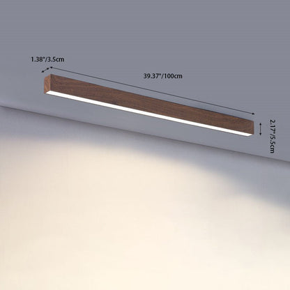 Plafonnier LED rectangulaire encastré 47 pouces en aluminium avec diffuseur en acrylique grain de bois pour salle à manger, chambre, bureau, naturel, chaud, minimaliste