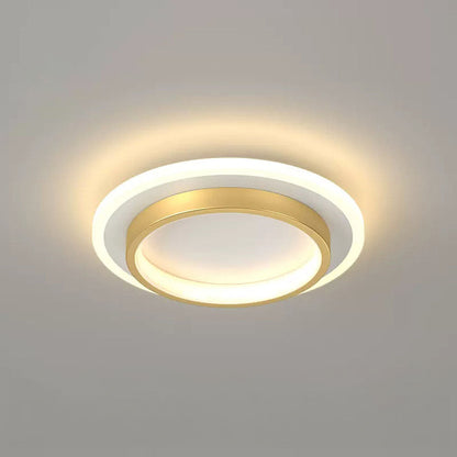 9.4 in Round LED Flush Mount Light with Ring Glow Effect for Hallways Bedrooms Entryways Modern Low-Profile Fixture Aluminum Acrylic
