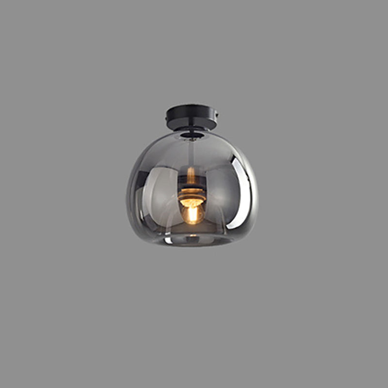 Ceiling Light Fixture Iron & Glass 10×11 inch Smoky Shade for Bedroom Hallway Living Room Modern Semi-Flush Design Hardwired E26 Base