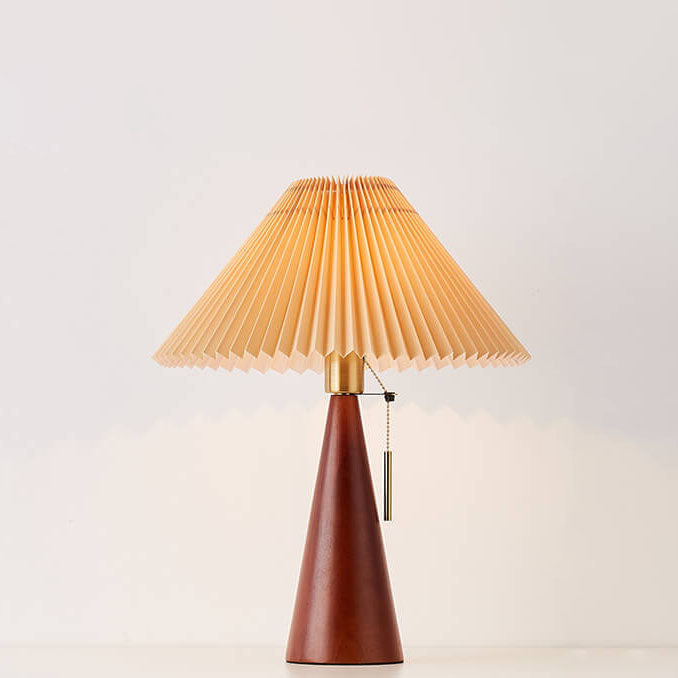 Wood Base Lamp with Fabric Shade E26 Socket for Bedroom Living Room Nightstand Desk Ambient Lighting Modern Asian Style Décor