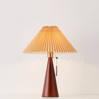 Wood Base Lamp with Fabric Shade E26 Socket for Bedroom Living Room Nightstand Desk Ambient Lighting Modern Asian Style Décor