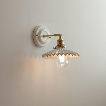 Ceramic & Brass Wall Sconce with Minimalist Contemporary Design for Bedroom, Living Room & Study | E26 Socket