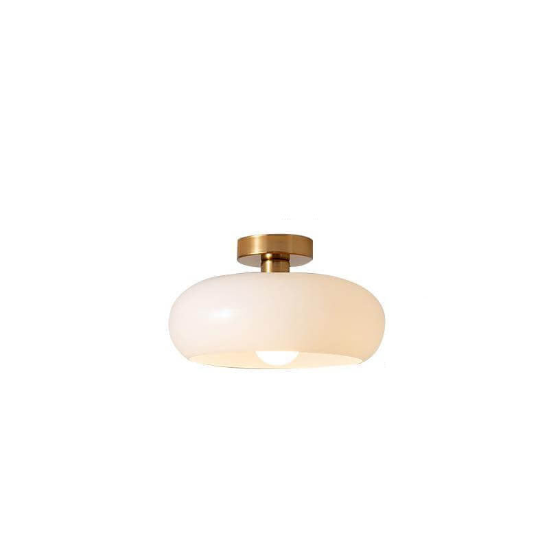 Glass Ceiling Light Fixture with Copper Accent 10.6 Inch Flush Mount for Bedroom Hallway Living Room Modern Home Lighting E26 Socket