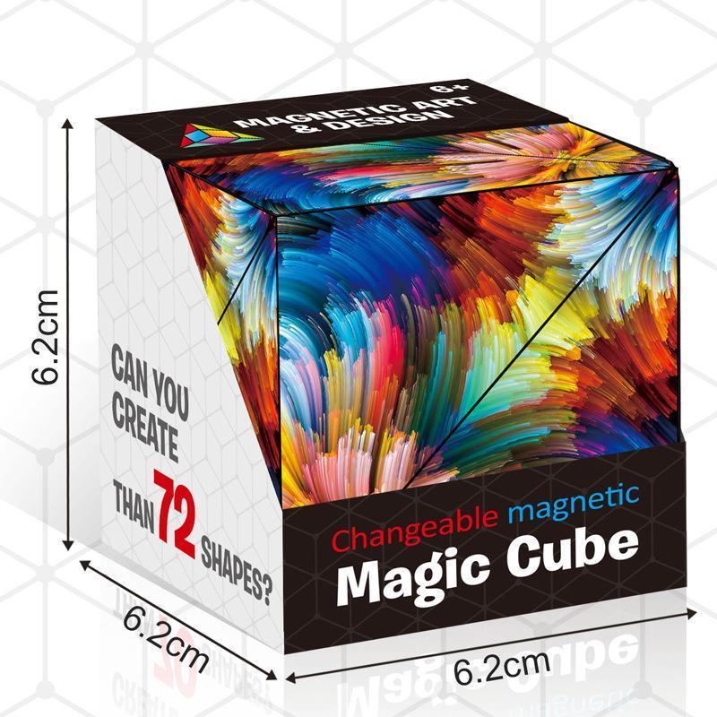 Magnetic Shape-Shifting Fidget Cube Puzzle Toy | Transforming Sensory Block for Stress Relief & Focus | Colorful Folding Brain Teaser for