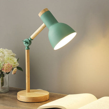 Nordic Wood & Metal Desk Lamp – Modern Minimalist Task Light for Home Office & Study – E26 Socket, Adjustable Reading Light – 5 Stylish