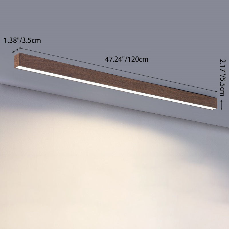 Plafonnier LED rectangulaire encastré 47 pouces en aluminium avec diffuseur en acrylique grain de bois pour salle à manger, chambre, bureau, naturel, chaud, minimaliste