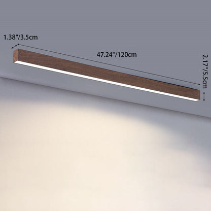 Plafonnier LED rectangulaire encastré 47 pouces en aluminium avec diffuseur en acrylique grain de bois pour salle à manger, chambre, bureau, naturel, chaud, minimaliste
