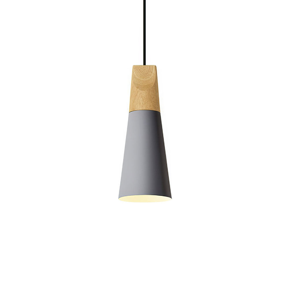 Aluminum & Wood Hanging Lamp E27 Socket Gray Black White Yellow Kitchen Island Dining Table Overhead Fixture Scandinavian Style Modern Minim