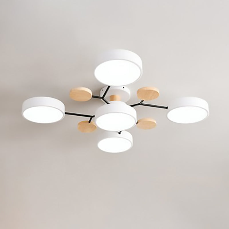 Modern Molecular LED Ceiling Light – Scandinavian Wood & Metal Flush Mount for Living Room, Bedroom & Kitchen