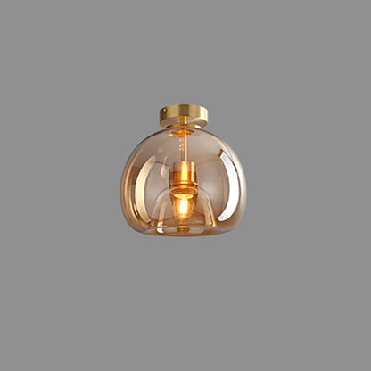 Ceiling Light Fixture Iron & Glass 10×11 inch Smoky Shade for Bedroom Hallway Living Room Modern Semi-Flush Design Hardwired E26 Base